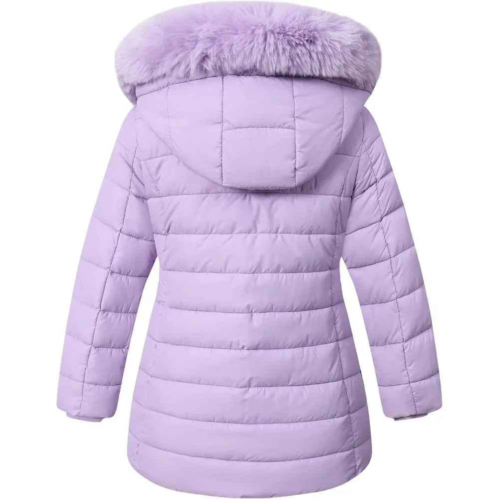 Girl's Winter Waterproof Warm Long Coat,Kids Puffer Jacket Outerwear Parka,Remov